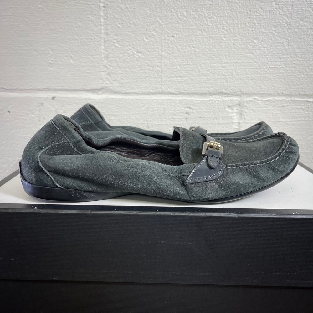 AGL Attilio Giusti Leombruni Gray Suede Buckle Loafer Flats Women's 41 EU/11 US